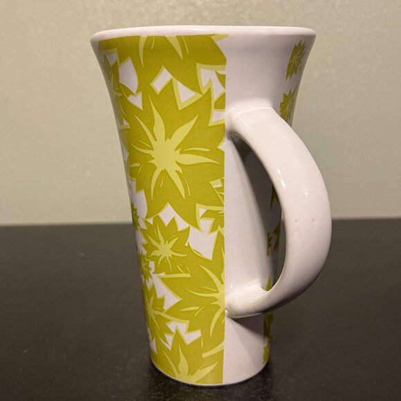 BLUE HARBOR Tall & Tapered Floral Ceramic Mug w/ Two-Tone Green Blossoms - Picture 4 of 13
